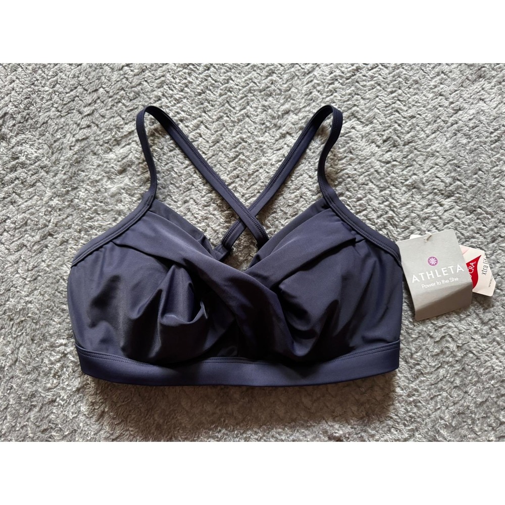 Athleta Twist Front Bra Top Crisscross Straps Light Support Size 34‎ D/DD NWT